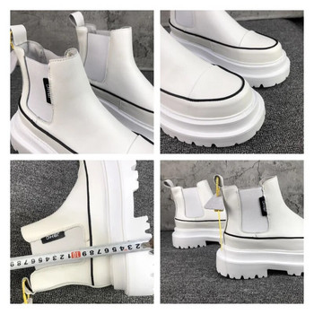 Μόδα Ανδρικές Μπότες Πλατφόρμας Μαύρες Λευκές Σλιπ σε Ανδρικές Μπότες Chelsea Ψηλοφόρες Casual παπούτσια με χοντρή σόλα