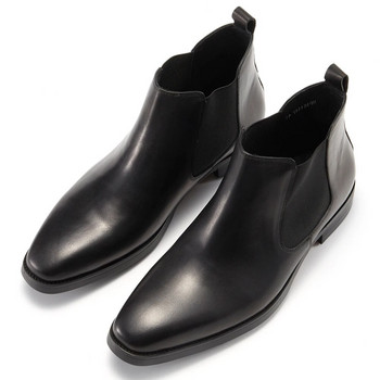 Нов моден дизайн Мъжки удобни издръжливи ботуши челси от  кожа до глезена Горен слой обувки от кожа