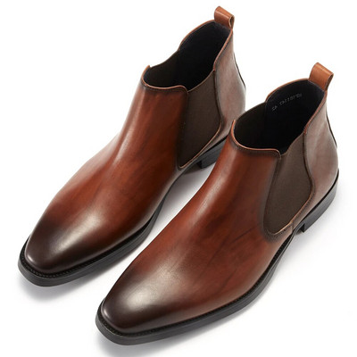 Нов моден дизайн Мъжки удобни издръжливи ботуши челси от  кожа до глезена Горен слой обувки от кожа