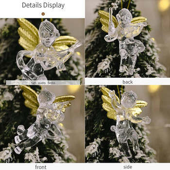 4 τμχ Διαφανές μενταγιόν άγγελος Χριστουγεννιάτικο κρεμαστό ντεκόρ Δημιουργικό νέο χερουβείμ στολίδια για χριστουγεννιάτικο δέντρο προμήθειες Διακόσμηση πάρτι σπιτιού