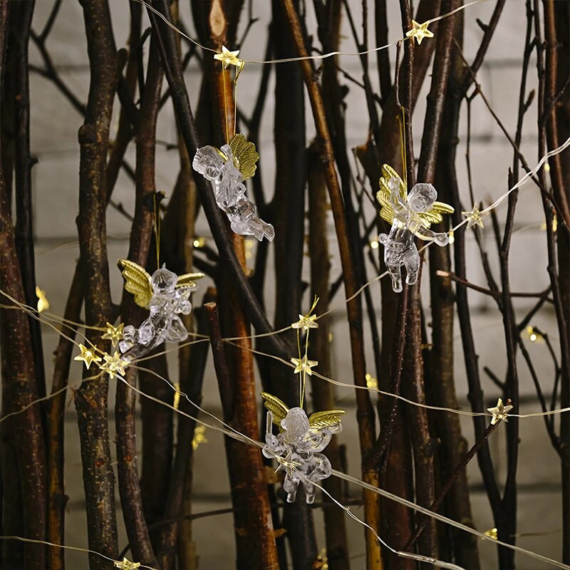 4Gb Caurspīdīgs eņģeļu kulons Ziemassvētku piekarināmais dekors Radošs jauns kerubs Ziemassvētku eglīšu rotājumi piederumi Mājas ballīšu dekors