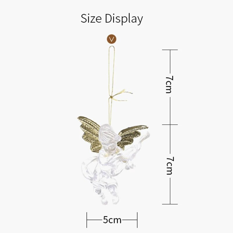 4Gb Caurspīdīgs eņģeļu kulons Ziemassvētku piekarināmais dekors Radošs jauns kerubs Ziemassvētku eglīšu rotājumi piederumi Mājas ballīšu dekors