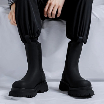 Νέες Chelsea Boots Ανδρικά Παπούτσια Κλασικά Μαύρα Μόδα Ευέλικτο Business British Style Street Party Χοντρή σόλα μεσαίας κοπής Chelsea μπότες