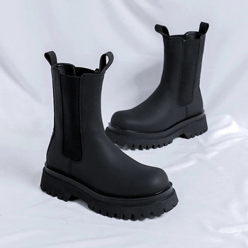 Νέες Chelsea Boots Ανδρικά Παπούτσια Κλασικά Μαύρα Μόδα Ευέλικτο Business British Style Street Party Χοντρή σόλα μεσαίας κοπής Chelsea μπότες