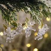 (4 τμχ/συσκευασία)5x7cm Χριστουγεννιάτικο διαφανές μενταγιόν αγγελούδι Διακοσμητικό γιορτινό πάρτι Πρωτοχρονιάς Δημιουργικό Παιδικό Δώρο Πλαστικό