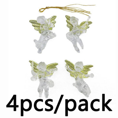 (4 τμχ/συσκευασία)5x7cm Χριστουγεννιάτικο διαφανές μενταγιόν αγγελούδι Διακοσμητικό γιορτινό πάρτι Πρωτοχρονιάς Δημιουργικό Παιδικό Δώρο Πλαστικό