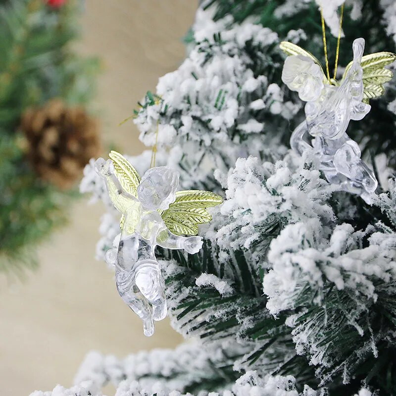 (4 τμχ/συσκευασία)5x7cm Χριστουγεννιάτικο διαφανές μενταγιόν αγγελούδι Διακοσμητικό γιορτινό πάρτι Πρωτοχρονιάς Δημιουργικό Παιδικό Δώρο Πλαστικό