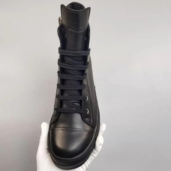 Нов дизайн Боти до глезена от кожа Мъжки високи обувки Маратонки с дебела подметка Мъжки ежедневни дишащи спортни ботуши на открито 5C