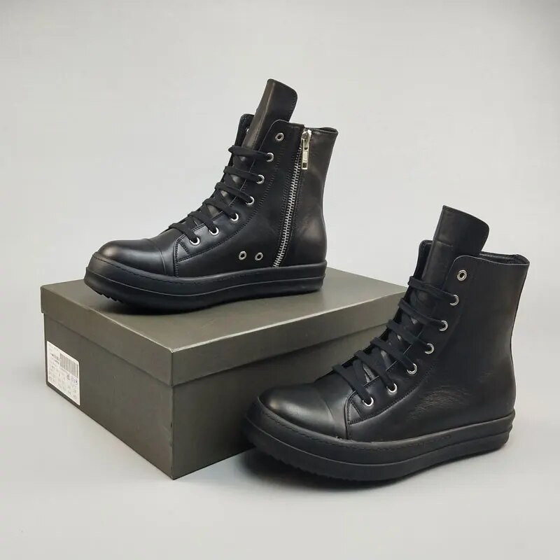 Jauns dizains  ādas puszābaki Vīriešu apavi ar augstu augšdaļu biezas zoles kedas vīriešu ikdienas elpojoši āra sporta zābaki 5C