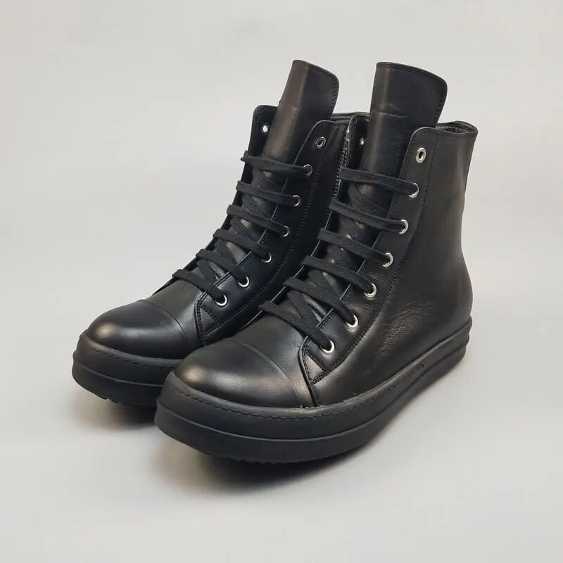 Jauns dizains  ādas puszābaki Vīriešu apavi ar augstu augšdaļu biezas zoles kedas vīriešu ikdienas elpojoši āra sporta zābaki 5C