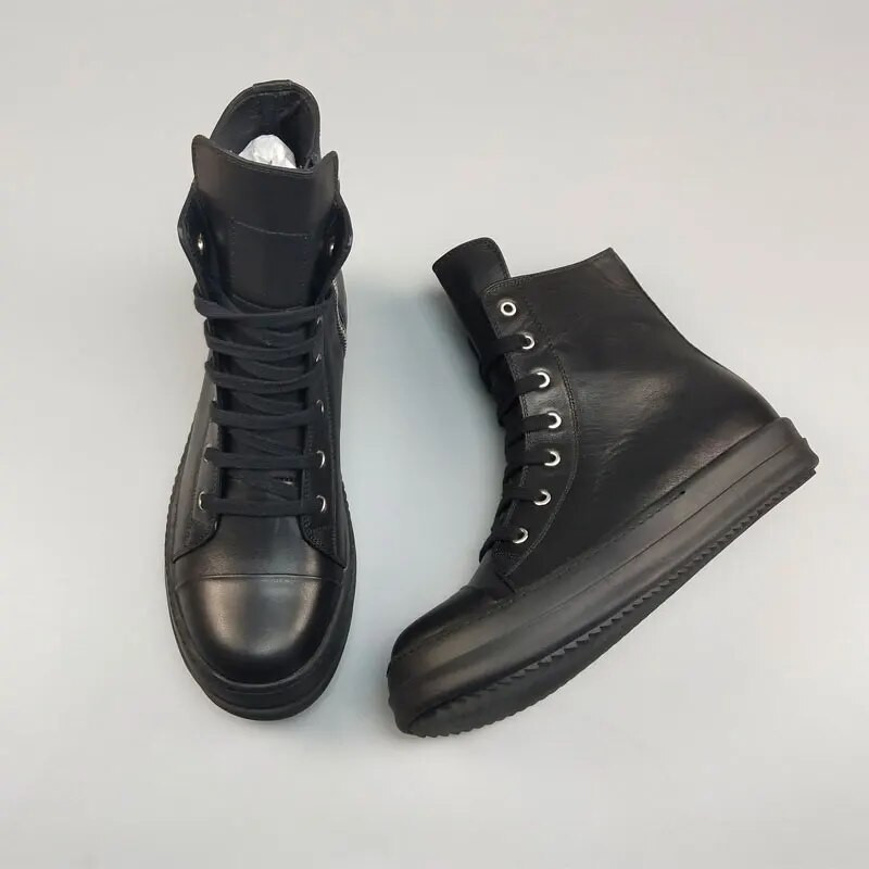 Jauns dizains  ādas puszābaki Vīriešu apavi ar augstu augšdaļu biezas zoles kedas vīriešu ikdienas elpojoši āra sporta zābaki 5C