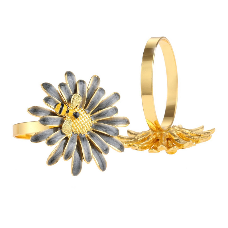 1Gb delikāts salvešu gredzens bišu ziedu formas dizains vakariņu galds salvete sprādzes turētājs kāzu banketu dekors