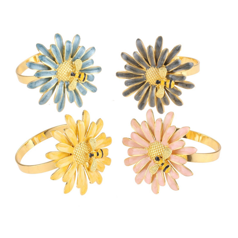 1Gb delikāts salvešu gredzens bišu ziedu formas dizains vakariņu galds salvete sprādzes turētājs kāzu banketu dekors