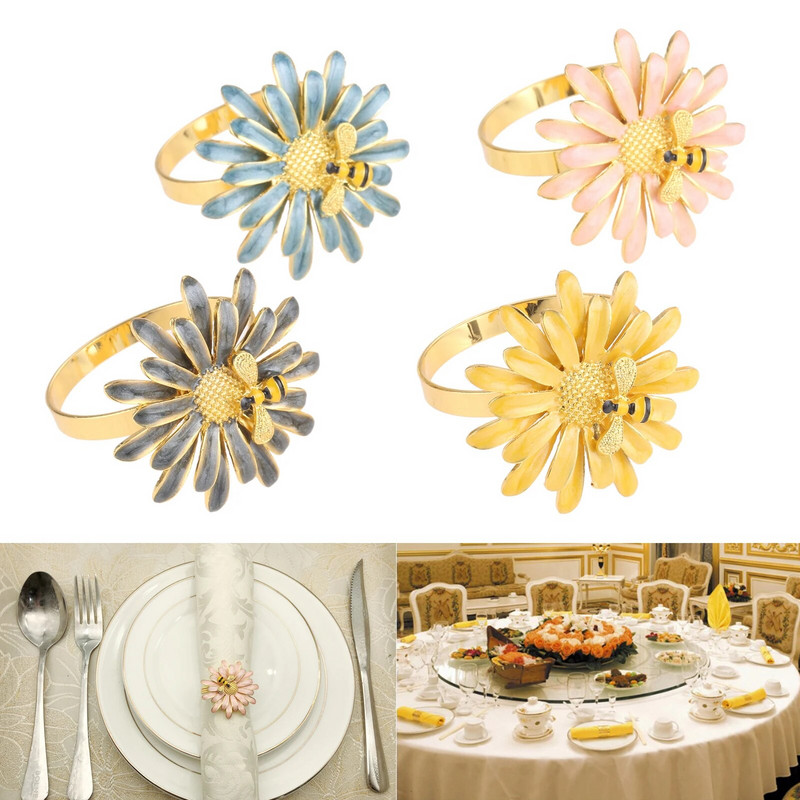 1Gb delikāts salvešu gredzens bišu ziedu formas dizains vakariņu galds salvete sprādzes turētājs kāzu banketu dekors