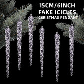 6gab 15cm Ziemassvētku rotājuma simulācija ledus Ziemassvētku eglītes piekārts mākslīgais dzidrs viltots lāsteka ziemas ballīte mājas dekors Navidad