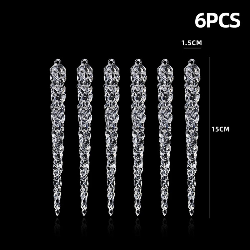 6gab 15cm Ziemassvētku rotājuma simulācija ledus Ziemassvētku eglītes piekārts mākslīgais dzidrs viltots lāsteka ziemas ballīte mājas dekors Navidad