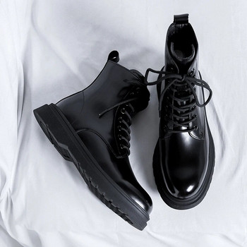 Ανδρικές μπότες μοτοσικλέτας Punk Style High Top Παπούτσια Outdoor Trekking Ανδρικές μπότες βασικές βρετανικού στυλ Μαύρες δερμάτινες ανδρικές μπότες