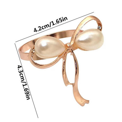 Pērļu salvešu gredzeni kāzu turētājs krelles salvešu turētājs loka mezgla forma salvete sprādze Ēdamistabas galda dekorēšana salvešu turētāji