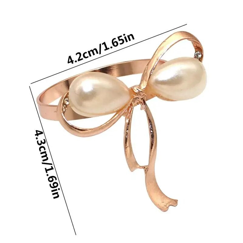 Pērļu salvešu gredzeni kāzu turētājs krelles salvešu turētājs loka mezgla forma salvete sprādze Ēdamistabas galda dekorēšana salvešu turētāji