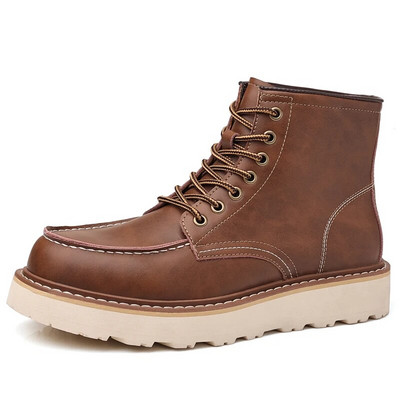 Augstākās ādas apavi vīriešiem Augstas kvalitātes motokrosa zābaki Universālie luksusa zīmola Vīriešu puszābaki, apavi ar biezu apakšu