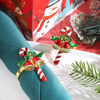 Χριστουγεννιάτικα δαχτυλίδια πετσετών 6 τμχ Χριστουγεννιάτικο στεφάνι χιονονιφάδας για χαρτοπετσέτα Μεταλλικό δαχτυλίδι από τάρανδο για διακόσμηση τραπεζιού σπιτιού γάμου