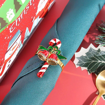 Χριστουγεννιάτικα δαχτυλίδια πετσετών 6 τμχ Χριστουγεννιάτικο στεφάνι χιονονιφάδας για χαρτοπετσέτα Μεταλλικό δαχτυλίδι από τάρανδο για διακόσμηση τραπεζιού σπιτιού γάμου