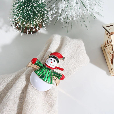 6GAB Ziemassvētku salvešu gredzeni Ziemassvētku eglīšu vainagsSniegpārslu salvešu turētājs Metāla ziemeļbrieža auduma gredzens kāzu mājas galda dekorēšanai