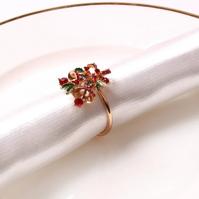 6GAB Ziemassvētku salvešu gredzeni Ziemassvētku eglīšu vainagsSniegpārslu salvešu turētājs Metāla ziemeļbrieža auduma gredzens kāzu mājas galda dekorēšanai