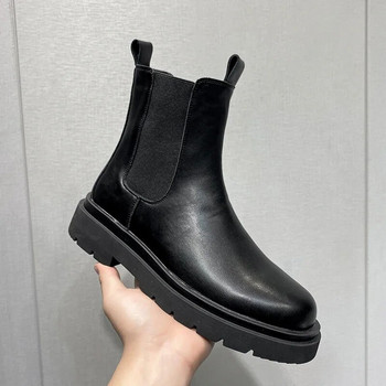 Ανδρικές μπότες χειμωνιάτικης γούνας 2022 Ζεστές δερμάτινες μπότες Chelsea Μαύρες μπότες μόδας με μανίκια Υψηλής ποιότητας μπότες μοτοσυκλέτας επώνυμα casual παπούτσια