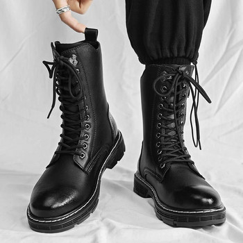 2023 г. Нови дизайнерски есенни боти до глезена за мъже Черни модни руфийски есенни зимни топли работни ботуши Неплъзгащи се високи ботуши за мъже