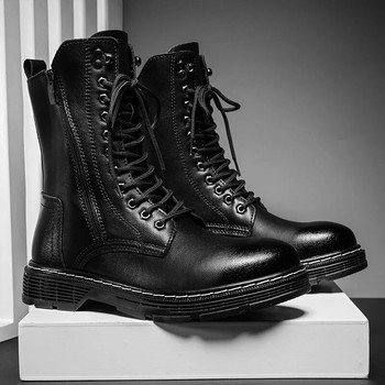 Ανδρικά φθινοπωρινά μποτάκια νέου σχεδιαστή 2023 Μαύρη μόδα Ruffian Φθινόπωρο Χειμώνας ζεστές μπότες εργασίας Αντιολισθητικές ψηλές μπότες για άνδρες