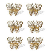 6 gab Butterfly salvešu gredzens, salvešu gredzenu turētāji kāzu brīvdienām Valentīndienas Ziemassvētku ballītes vakariņu galda dekorēšanai