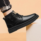 Klasiski retro zābaki vīriešiem brīvdabas ādas apavi Militāri vīriešu puszābaki ziemas silti plīša tuksneša zābaki Botas Hombre