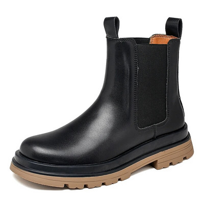 Klasiski Chelsea vīriešu zābaki britu stila ādas zābaki piedurknēm, vidēji augšpusē, taisni zābaki Modes platforma, augstas augšdaļas luksusa kvalitāte