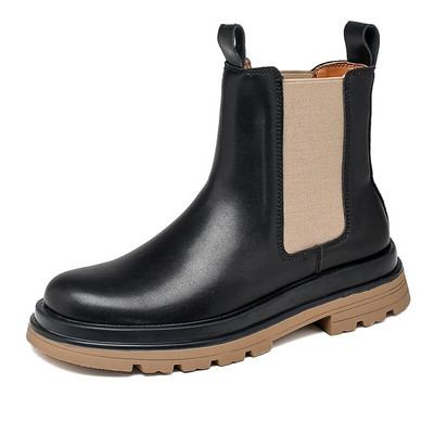 Klasiski Chelsea vīriešu zābaki britu stila ādas zābaki piedurknēm, vidēji augšpusē, taisni zābaki Modes platforma, augstas augšdaļas luksusa kvalitāte