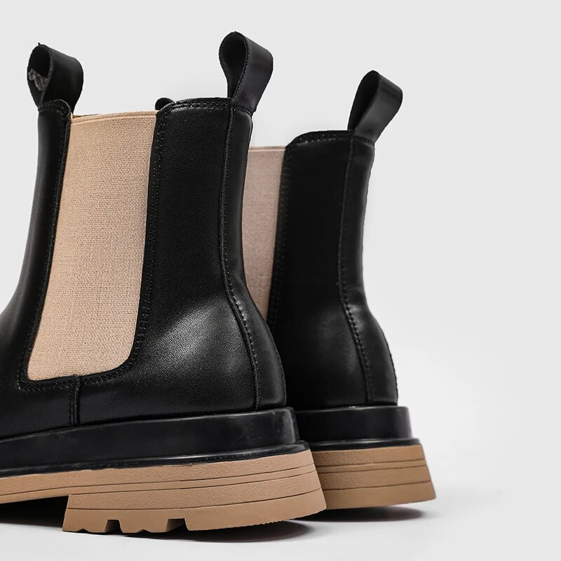 Klasiski Chelsea vīriešu zābaki britu stila ādas zābaki piedurknēm, vidēji augšpusē, taisni zābaki Modes platforma, augstas augšdaļas luksusa kvalitāte
