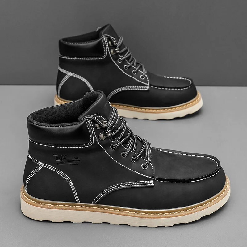 Νέα Trend Ανδρικές Μπότες Μαύρα Αθλητικά Παπούτσια Outdoor Fashion High Top Casual Δερμάτινα Street Boots Ανδρικά Chelsea Boots Ανδρικά Botas Hombre