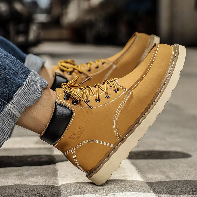 Νέα Trend Ανδρικές Μπότες Μαύρα Αθλητικά Παπούτσια Outdoor Fashion High Top Casual Δερμάτινα Street Boots Ανδρικά Chelsea Boots Ανδρικά Botas Hombre