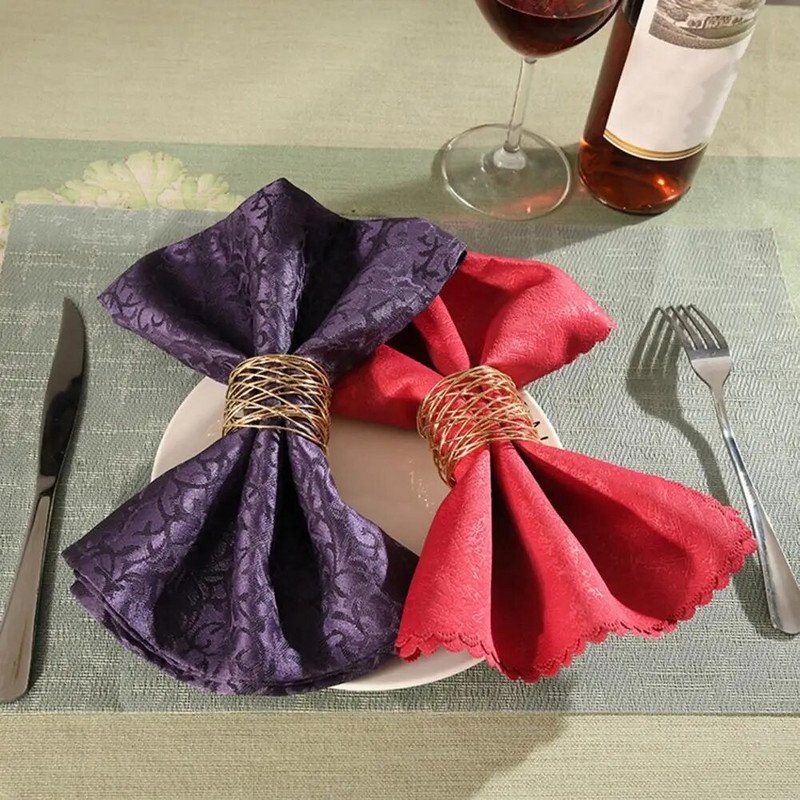 Kopča za salvete za zabavu Elegantni metalni set držača za salvete za večeru za svatove Hotelski restoran Dekoracija stola Zlatna žica