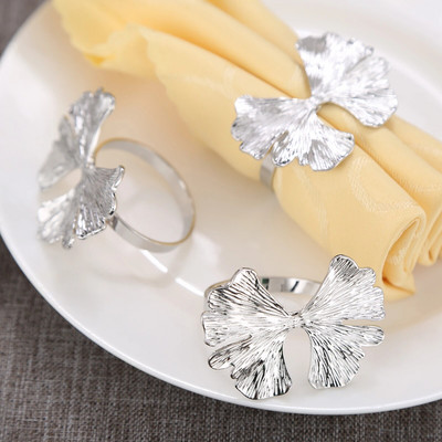 6Pcs Ginkgo Leaf Prstenovi za salvete Metalni Držači kopči od tkanine za salvete Prsten za papirnate ručnike za hotelsku svadbu Dekoracija stola