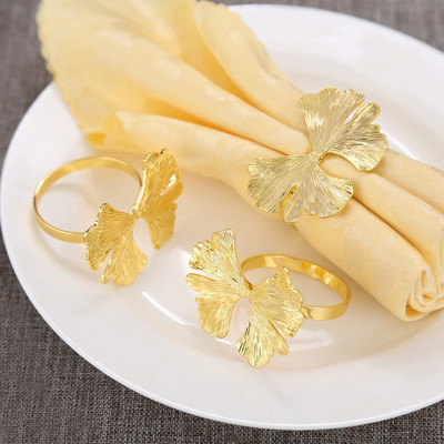 6Pcs Ginkgo Leaf Prstenovi za salvete Metalni Držači kopči od tkanine za salvete Prsten za papirnate ručnike za hotelsku svadbu Dekoracija stola