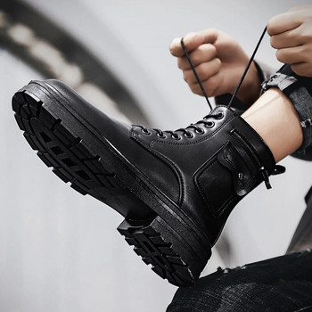 Μοντέρνες κορεάτικες ανδρικές μαύρες φθινοπωρινές και χειμερινές άνετες ανδρικές μπότες κλασικής σχεδίασης ανδρικές μπότες