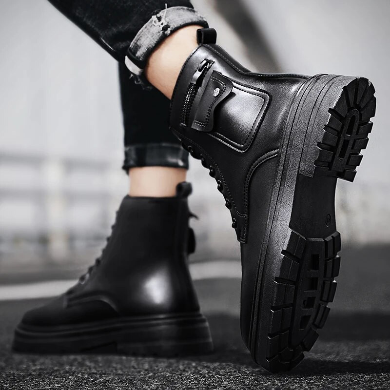 2023 m. madingi korėjietiški vyriški juodi rudens ir žiemos lauko patogūs vyriški klasikinio dizaino madingi vyriški batai