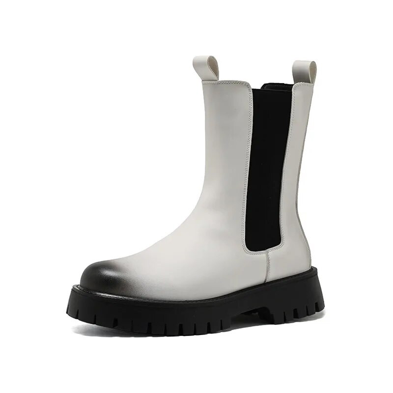 Italiano Chelsea Boots Vīriešu ādas apavi vīriešiem Platformas zābaki Stivali Werkschoenen Casuales Ikdienas apavi vīriešiem Zapato Hombre