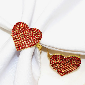 4 τεμάχια Love Nanpkin Ring Holder Festival Δαχτυλίδια σε σχήμα καρδιάς Επιτραπέζιο Serviette Διακοσμητικό πάρτι με πόρπη από κράμα