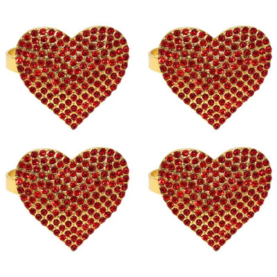 4 τεμάχια Love Nanpkin Ring Holder Festival Δαχτυλίδια σε σχήμα καρδιάς Επιτραπέζιο Serviette Διακοσμητικό πάρτι με πόρπη από κράμα