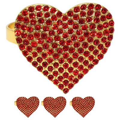 4 τεμάχια Love Nanpkin Ring Holder Festival Δαχτυλίδια σε σχήμα καρδιάς Επιτραπέζιο Serviette Διακοσμητικό πάρτι με πόρπη από κράμα