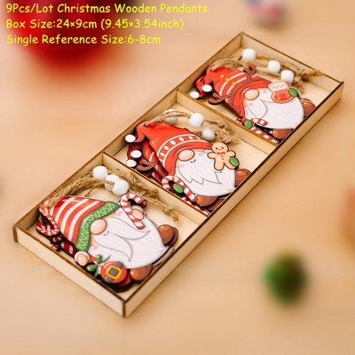 Navidad 2023 Crăciun 4-12 buc. Gnome Brad din lemn Pandantive Ornamente Revelion 2024 Cadou Decoratiuni de Craciun pentru casa Natal Noel Deco
