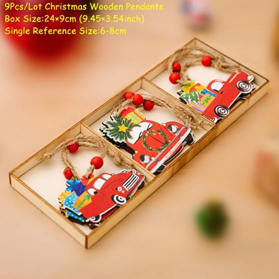 Navidad 2023 Crăciun 4-12 buc. Gnome Brad din lemn Pandantive Ornamente Revelion 2024 Cadou Decoratiuni de Craciun pentru casa Natal Noel Deco