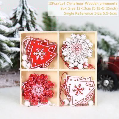 Navidad 2023 Crăciun 4-12 buc. Gnome Brad din lemn Pandantive Ornamente Revelion 2024 Cadou Decoratiuni de Craciun pentru casa Natal Noel Deco